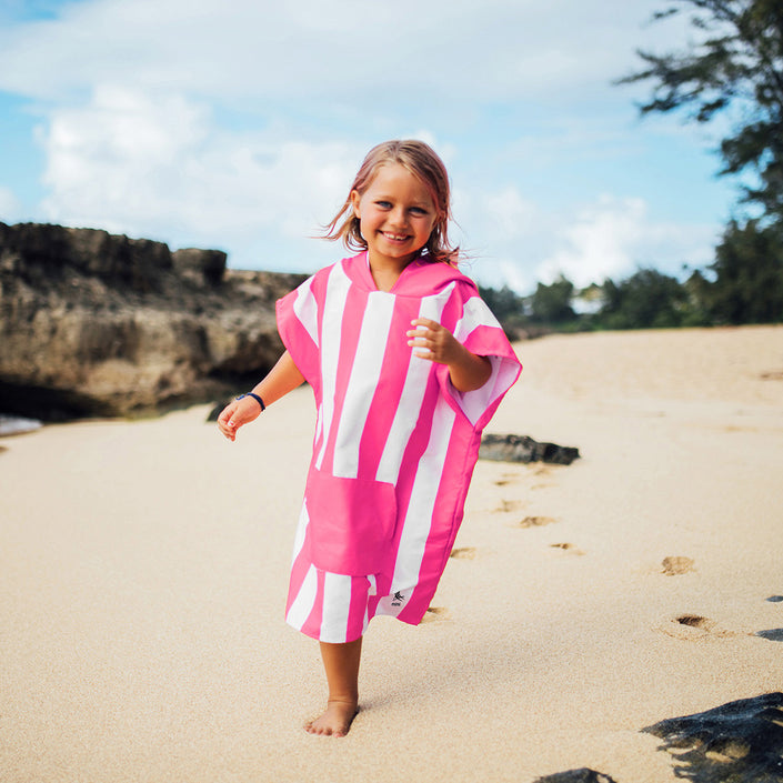 DOCK & BAY Quick-dry Kids Poncho Hooded Towel 100% Recycled Mini Cabana - Phi Phi Pink