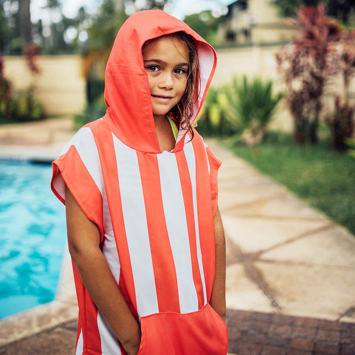 DOCK & BAY Quick-dry Kids Poncho Hooded Towel 100% Recycled Mini Cabana - Waikiki Coral