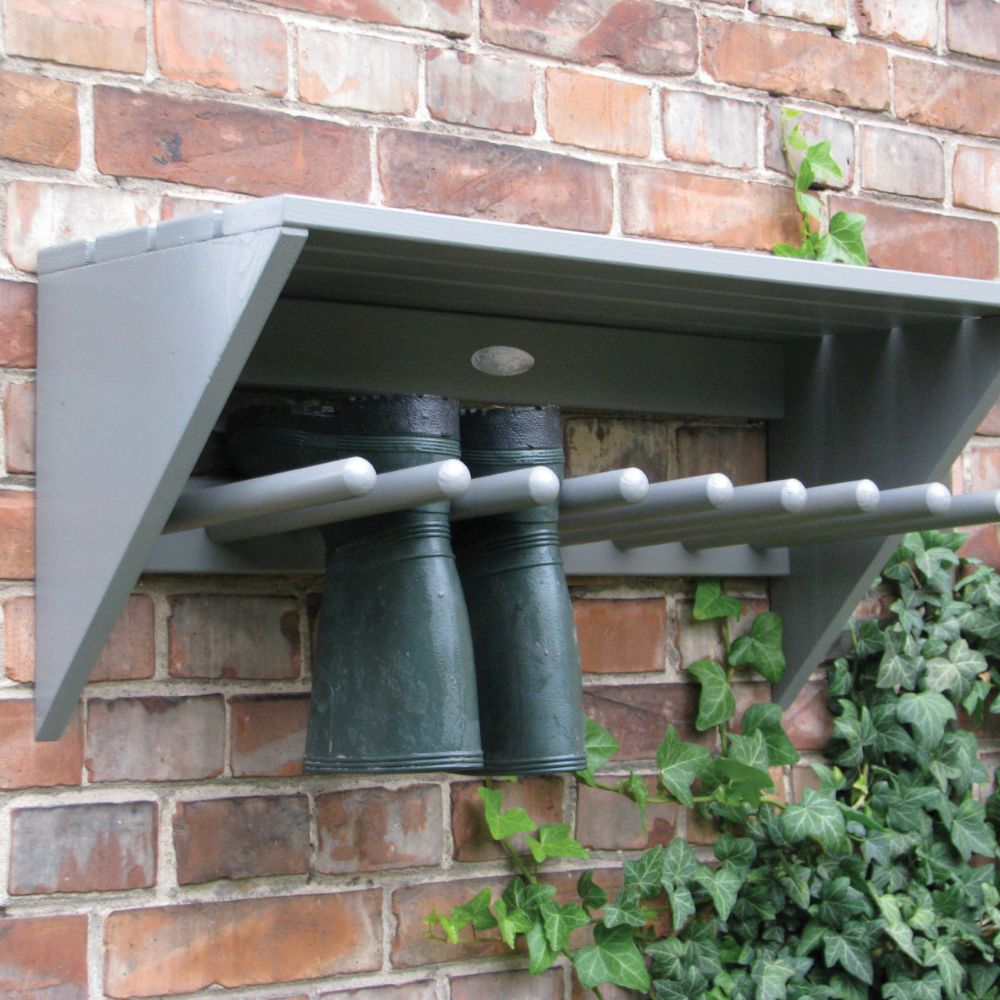 ESSCHERT DESIGN Wooden Wall Mounted Boot Rack Grey