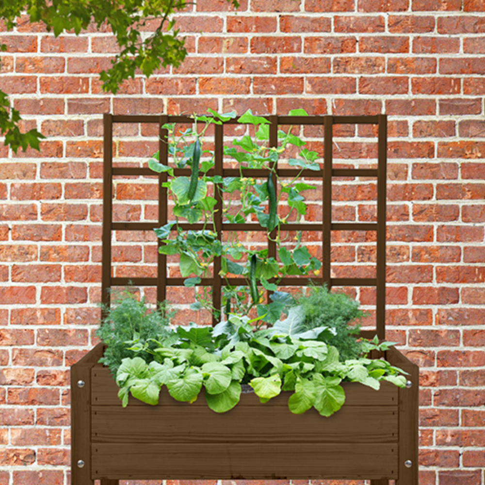 Load image into Gallery viewer, ESSCHERT DESIGN Wooden Garden Bed Trellis - Brown