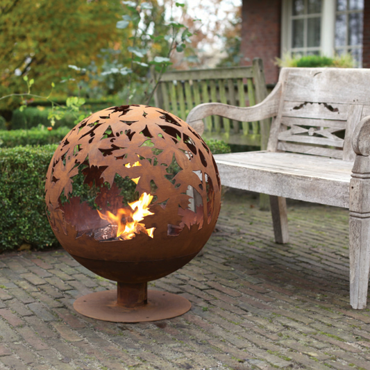 ESSCHERT DESIGN Fire Ball Pre-Rusted Laser Cut - Leaves **Limited Stock**