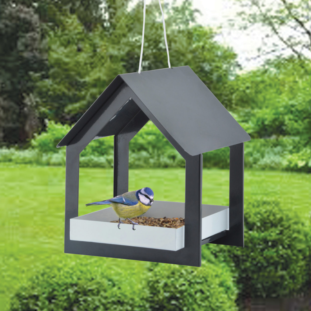 Load image into Gallery viewer, ESSCHERT DESIGN Hanging Bird Feeder - Dark Grey/White