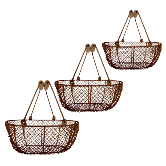 ESSCHERT DESIGN Wire Oval Harvesting Basket / Trug - Set of 3