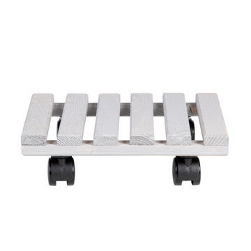 ESSCHERT DESIGN Wooden Plant Trolley Square - Light Grey