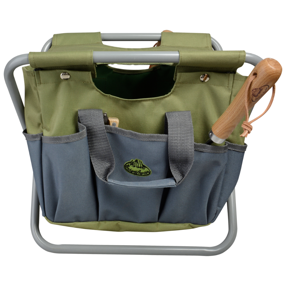 Load image into Gallery viewer, ESSCHERT DESIGN Foldable Chair &amp; Tool Bag - Grey/Khaki