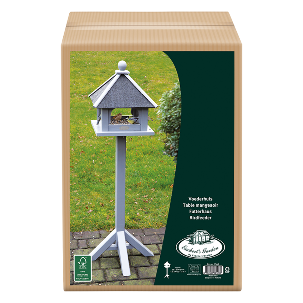 Load image into Gallery viewer, ESSCHERT DESIGN Freestanding Timber Bird Feeder - Grey