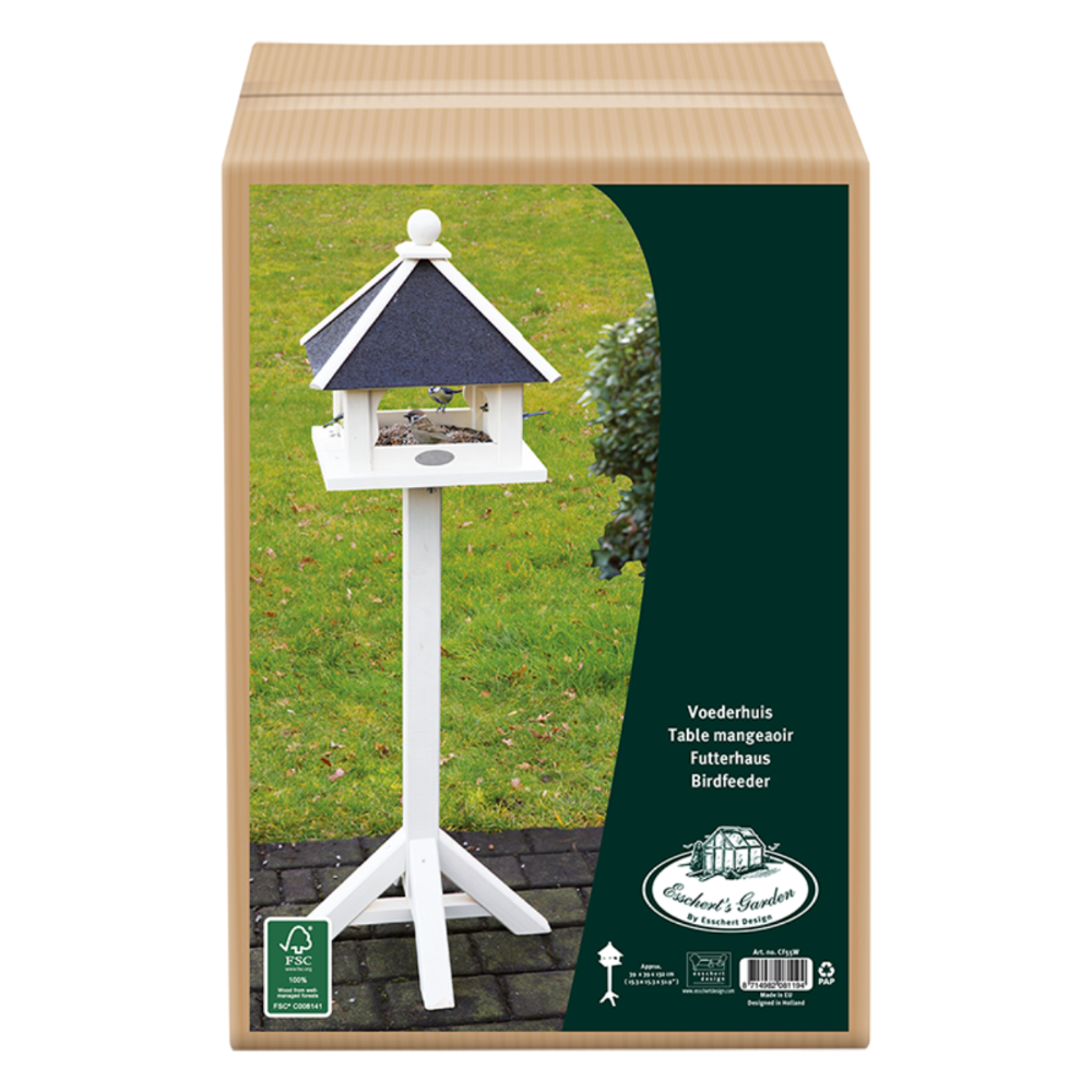 Load image into Gallery viewer, ESSCHERT DESIGN Freestanding Timber Bird Feeder - White