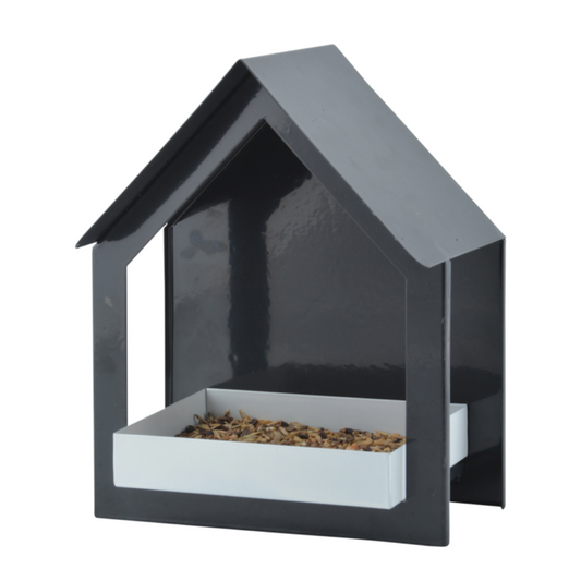ESSCHERT DESIGN Wall Mounted Bird Feeder - Dark Grey/White