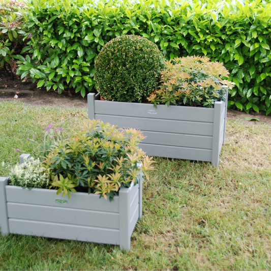 ESSCHERT DESIGN Wooden Rectangular Planter Grey - Set of 2 **Limited Stock**