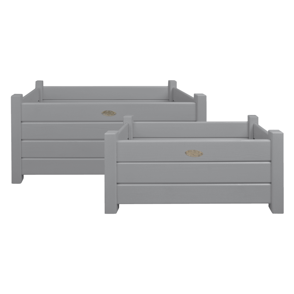 Load image into Gallery viewer, ESSCHERT DESIGN Wooden Rectangular Planter Grey - Set of 2