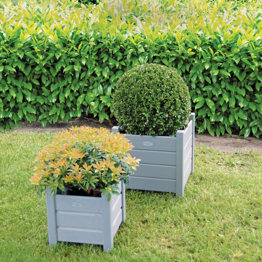 ESSCHERT DESIGN Wooden Square Planter Grey - Set of 2 **Limited Stock**