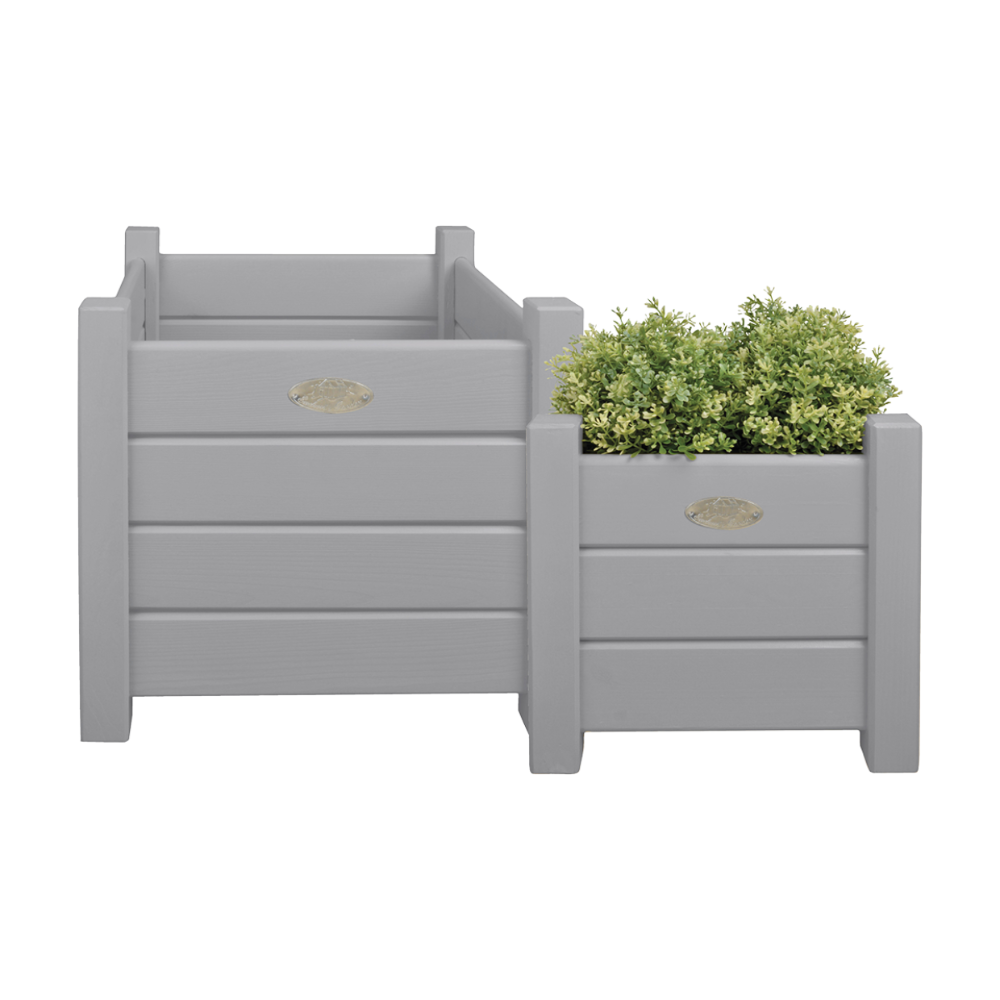 Load image into Gallery viewer, ESSCHERT DESIGN Wooden Square Planter Grey - Set of 2