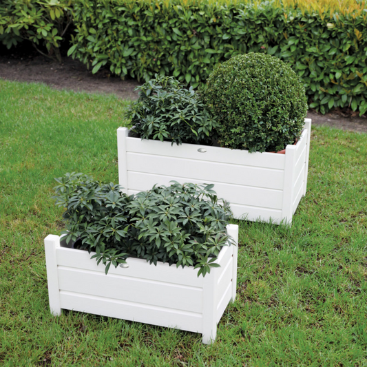 ESSCHERT DESIGN Wooden Rectangular Planter White - Set of 2 **Limited Stock**