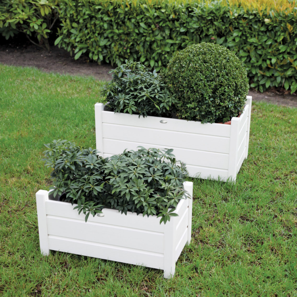 Load image into Gallery viewer, ESSCHERT DESIGN Wooden Rectangular Planter White - Set of 2