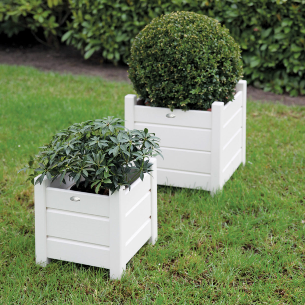 Load image into Gallery viewer, ESSCHERT DESIGN Wooden Square Planter White - Set of 2