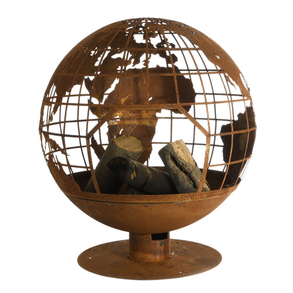 ESSCHERT DESIGN Fire Ball Pre-Rusted Laser Cut - Globe