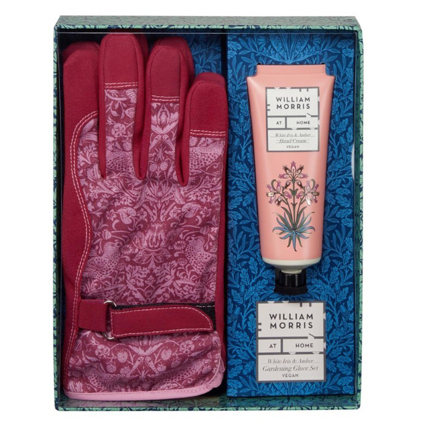 Load image into Gallery viewer, HEATHCOTE &amp; IVORY x MORRIS &amp; CO Dove &amp; Rose Gardening Gloves with White Iris &amp; Amber Hand Cream