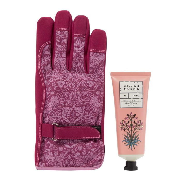 HEATHCOTE & IVORY x MORRIS & CO Dove & Rose Gardening Gloves with White Iris & Amber Hand Cream