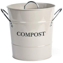 Load image into Gallery viewer, HEAVEN IN EARTH Metal Compost Bucket - Chalk