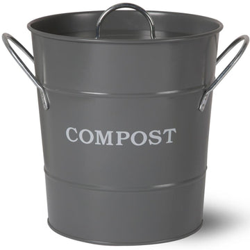 HEAVEN IN EARTH Metal Compost Bucket - Charcoal
