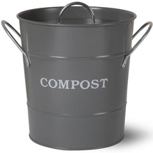 Load image into Gallery viewer, HEAVEN IN EARTH Metal Compost Bucket - Charcoal