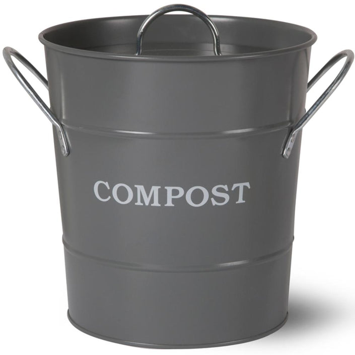 HEAVEN IN EARTH Metal Compost Bucket - Charcoal