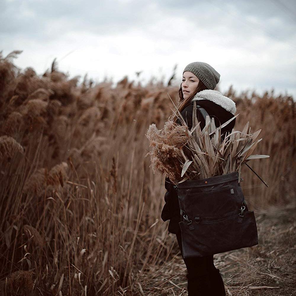 Load image into Gallery viewer, BAREBONES Harvesting &amp; Gathering Bag Waxed Canvas - Slate Gray