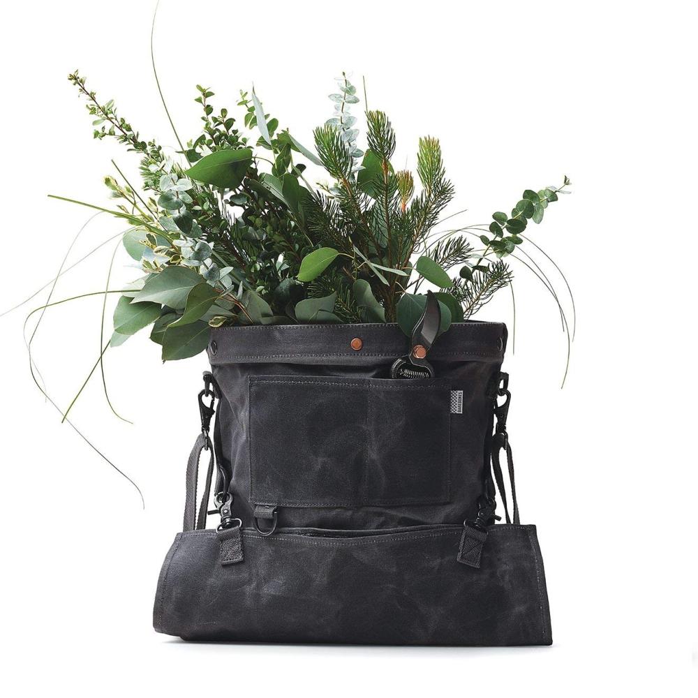 Load image into Gallery viewer, BAREBONES Harvesting &amp; Gathering Bag Waxed Canvas - Slate Gray