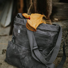 Load image into Gallery viewer, BAREBONES Harvesting &amp; Gathering Bag Waxed Canvas - Slate Gray