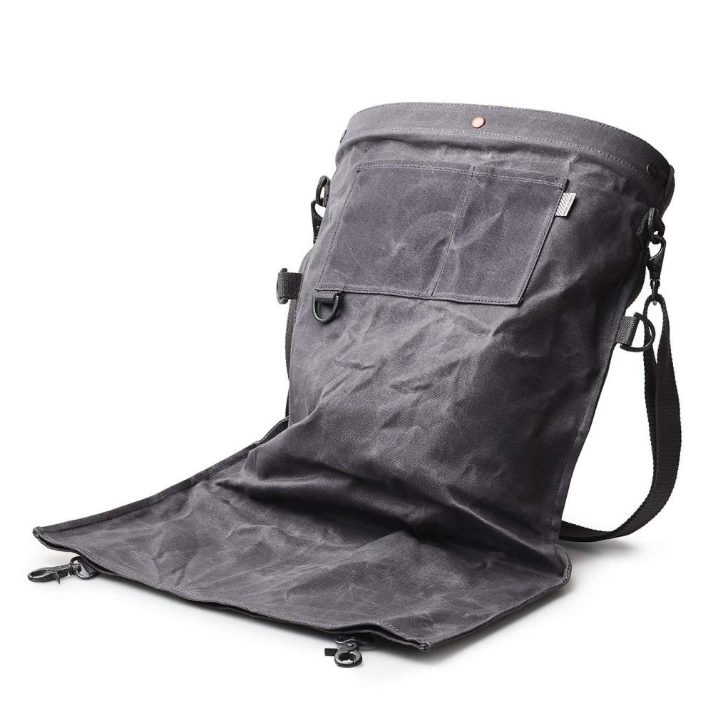 Load image into Gallery viewer, BAREBONES Harvesting &amp; Gathering Bag Waxed Canvas - Slate Gray