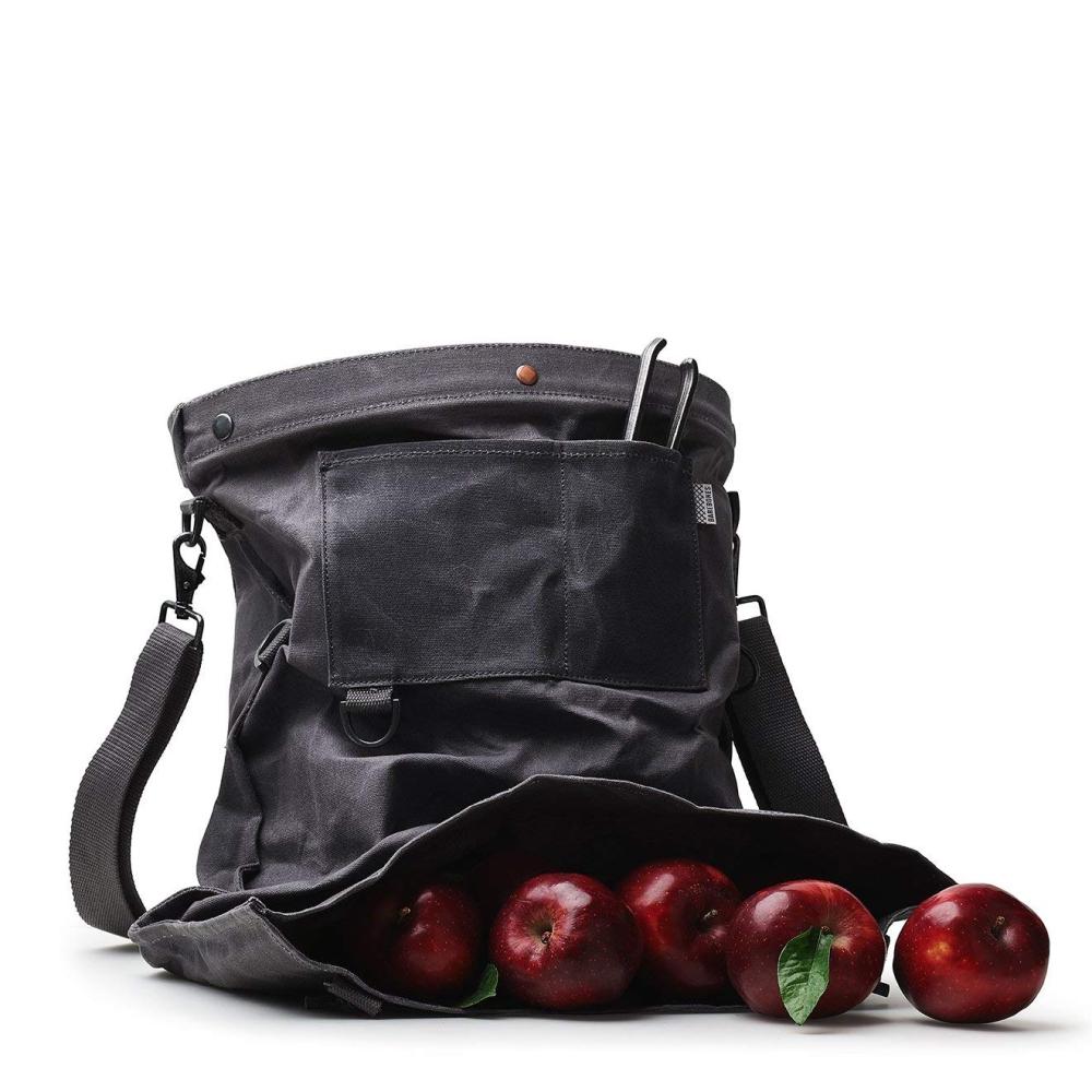 Load image into Gallery viewer, BAREBONES Harvesting &amp; Gathering Bag Waxed Canvas - Slate Gray