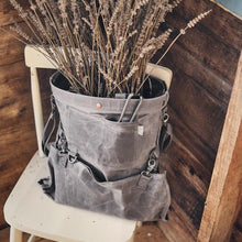 Load image into Gallery viewer, BAREBONES Harvesting &amp; Gathering Bag Waxed Canvas - Slate Gray