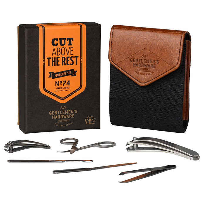 GENTLEMENS HARDWARE Canvas & Leather Manicure Set - Charcoal