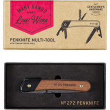 Load image into Gallery viewer, GENTLEMENS HARDWARE  Pen Knife Pocket Multi-Tool Wood Handle w/ Titanium Coated Stainless Steel Tools