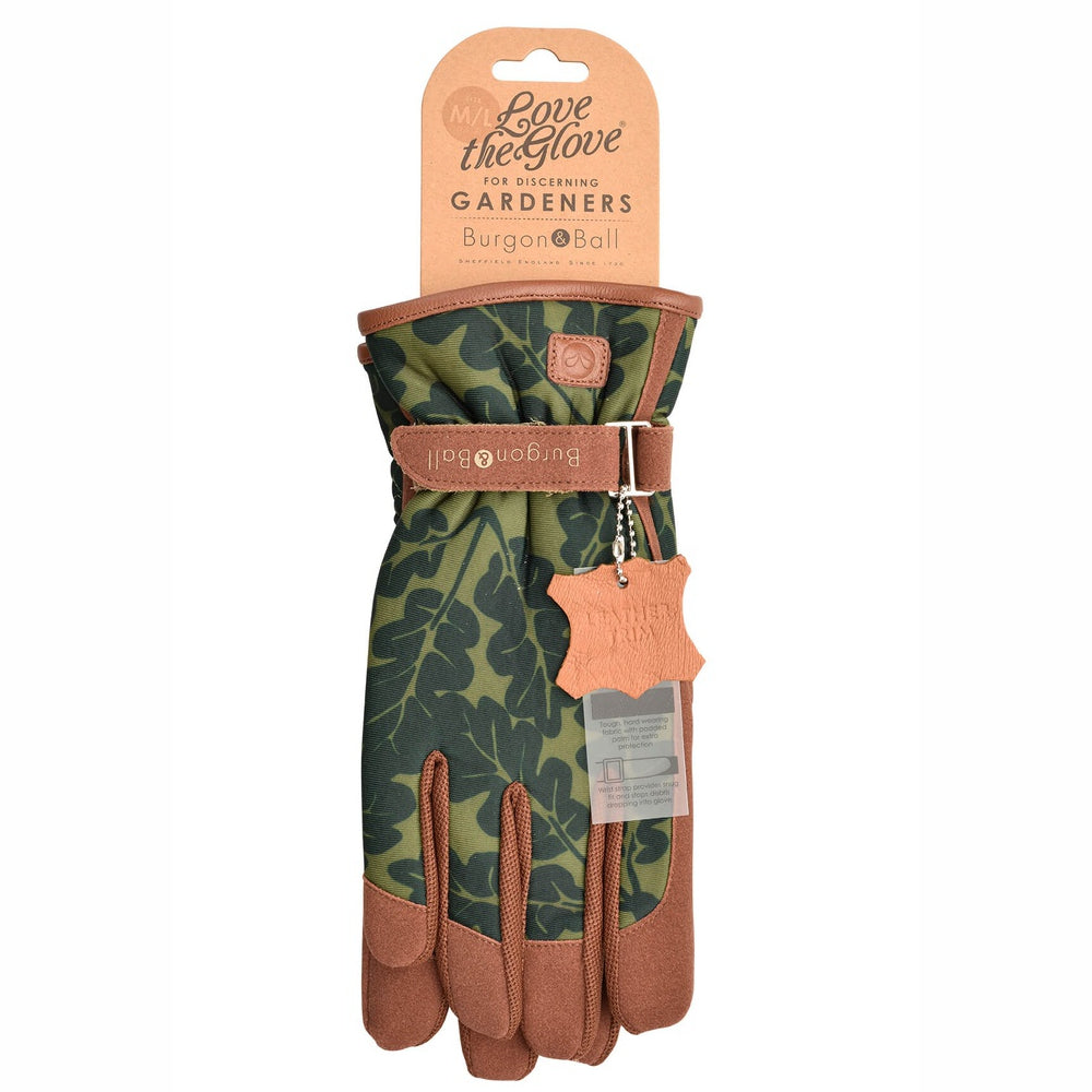 Load image into Gallery viewer, BURGON &amp; BALL Love the Glove Gardening Gloves - Oak Leaf Moss M/L - Pair