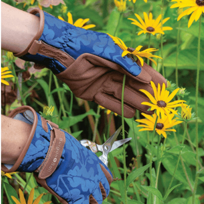 BURGON & BALL Love the Glove Gardening Gloves - Oak Leaf Navy M/L - Pair