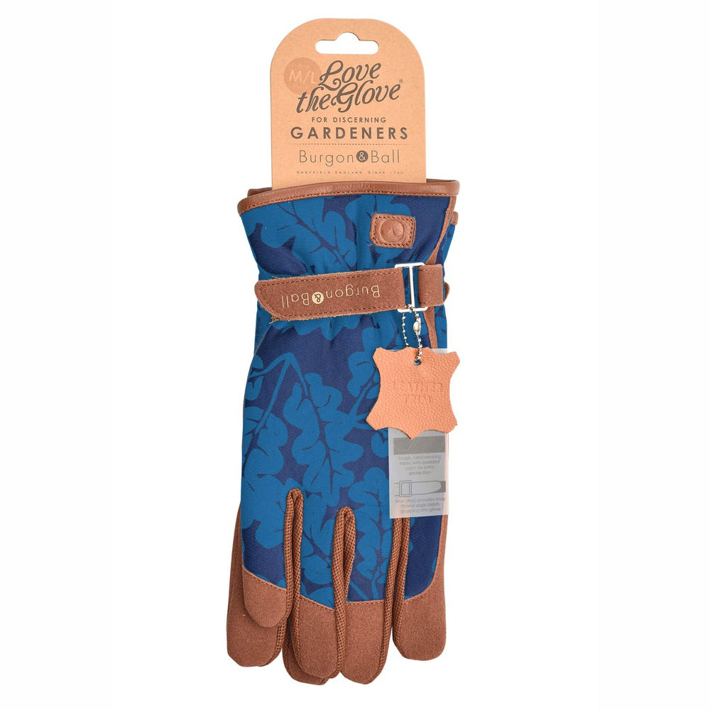 Load image into Gallery viewer, BURGON &amp; BALL Love the Glove Gardening Gloves - Oak Leaf Navy S/M - Pair