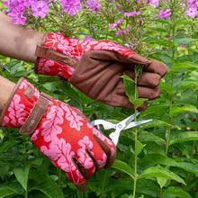 Load image into Gallery viewer, BURGON &amp; BALL Love the Glove Gardening Gloves - Oak Leaf Poppy M/L - Pair
