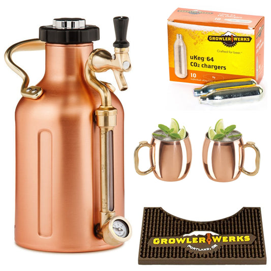 GROWLERWERKS uKeg 64oz Beer Keg, Copper Cocktail Kit