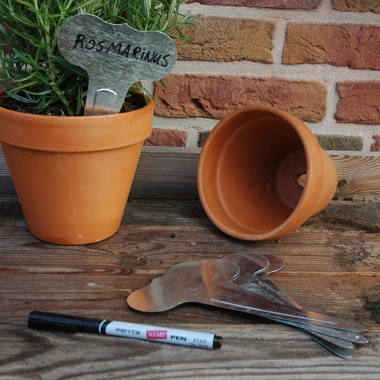 ESSCHERT DESIGN Plant Label Zinc - Set of 6 with Waterproof Marker