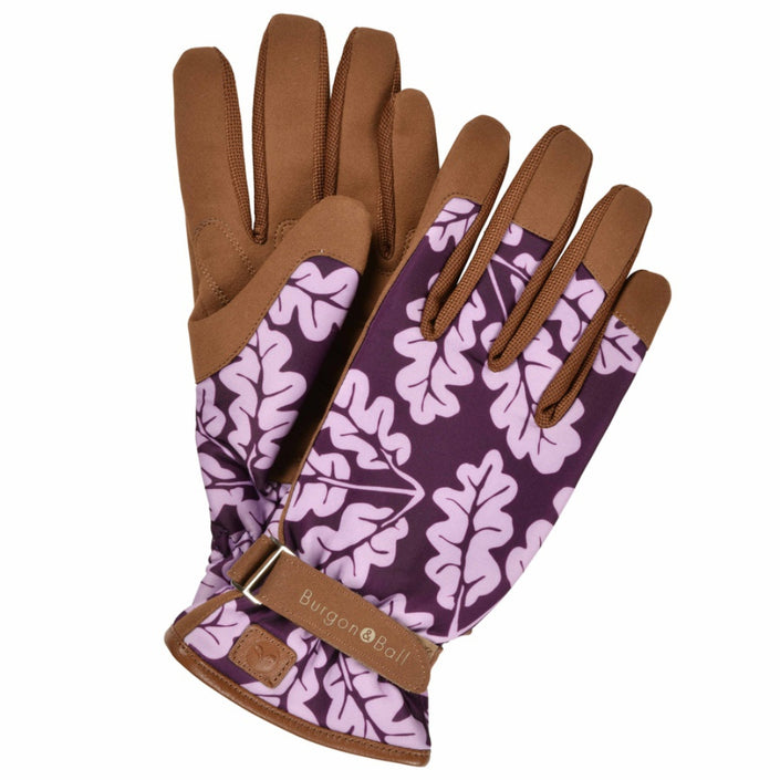 BURGON & BALL Love the Glove Gardening Gloves - Oak Leaf Plum M/L - Pair
