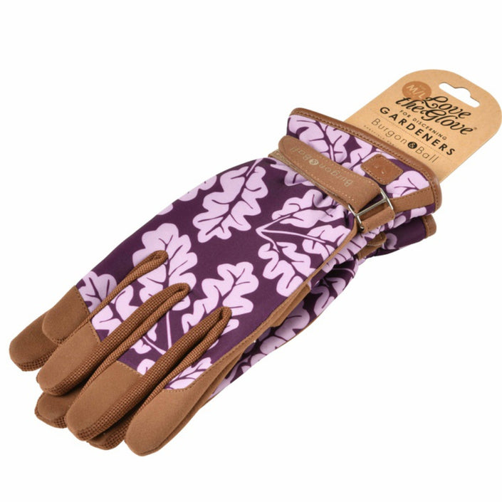 BURGON & BALL Love the Glove Gardening Gloves - Oak Leaf Plum S/M - Pair