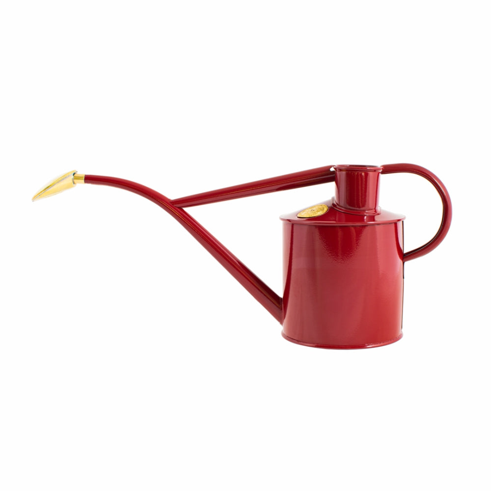 HAWS Gift Boxed Metal Indoor Plant Watering Can 'The Rowley Ripple' 2 Pint (1 Litre) - Burgandy
