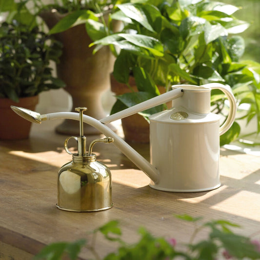 HAWS Gift Boxed Metal Indoor Plant Watering Can 'The Rowley Ripple' 2 Pint (1 Litre) - Cream