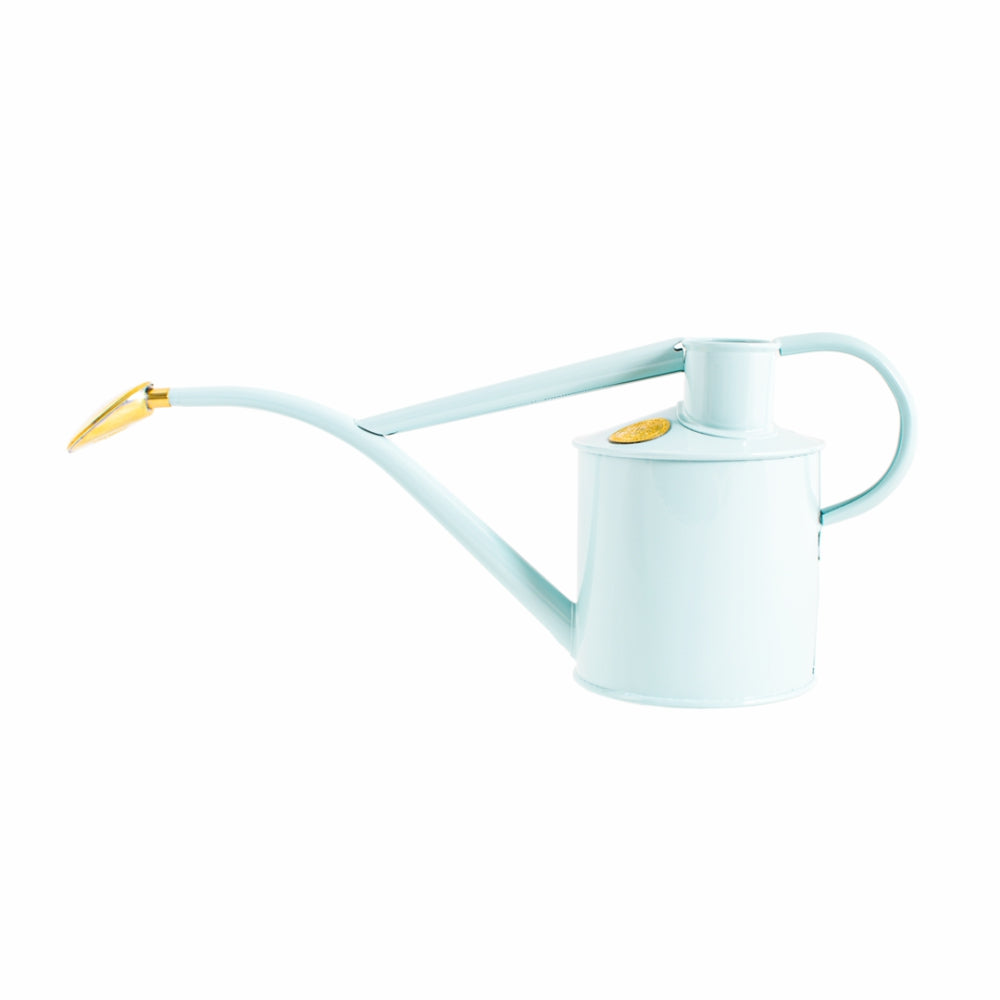 HAWS Gift Boxed Metal Indoor Plant Watering Can 'The Rowley Ripple' 2 Pint (1 Litre) - Duck Egg Blue