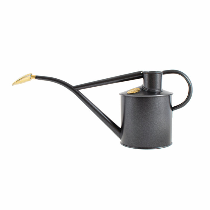 HAWS Gift Boxed Metal Indoor Plant Watering Can 'The Rowley Ripple' 2 Pint (1 Litre) - Graphite