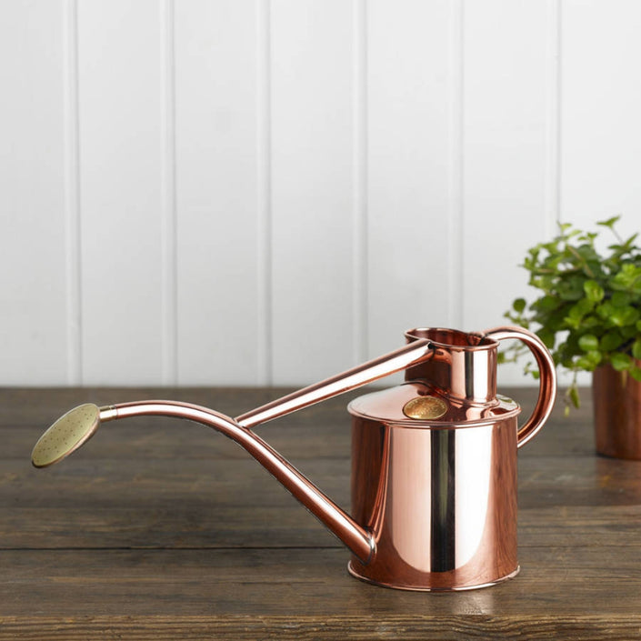 HAWS Gift Boxed Metal Indoor Plant Watering Can 'The Rowley Ripple' 2 Pint (1 Litre) - Copper