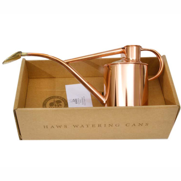 HAWS Gift Boxed Metal Indoor Plant Watering Can 'The Rowley Ripple' 2 Pint (1 Litre) - Copper
