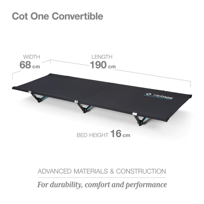 HELINOX Cot One Convertible - Black With Blue Frame