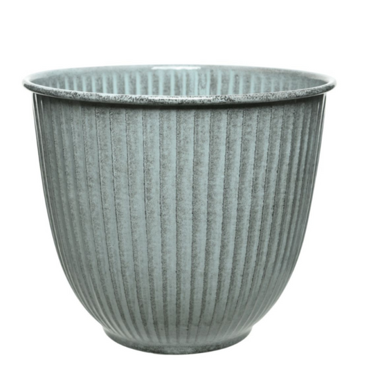 KAEMINGK Glazed Iron Outdoor Planter Grey - Large **Limited Stock**